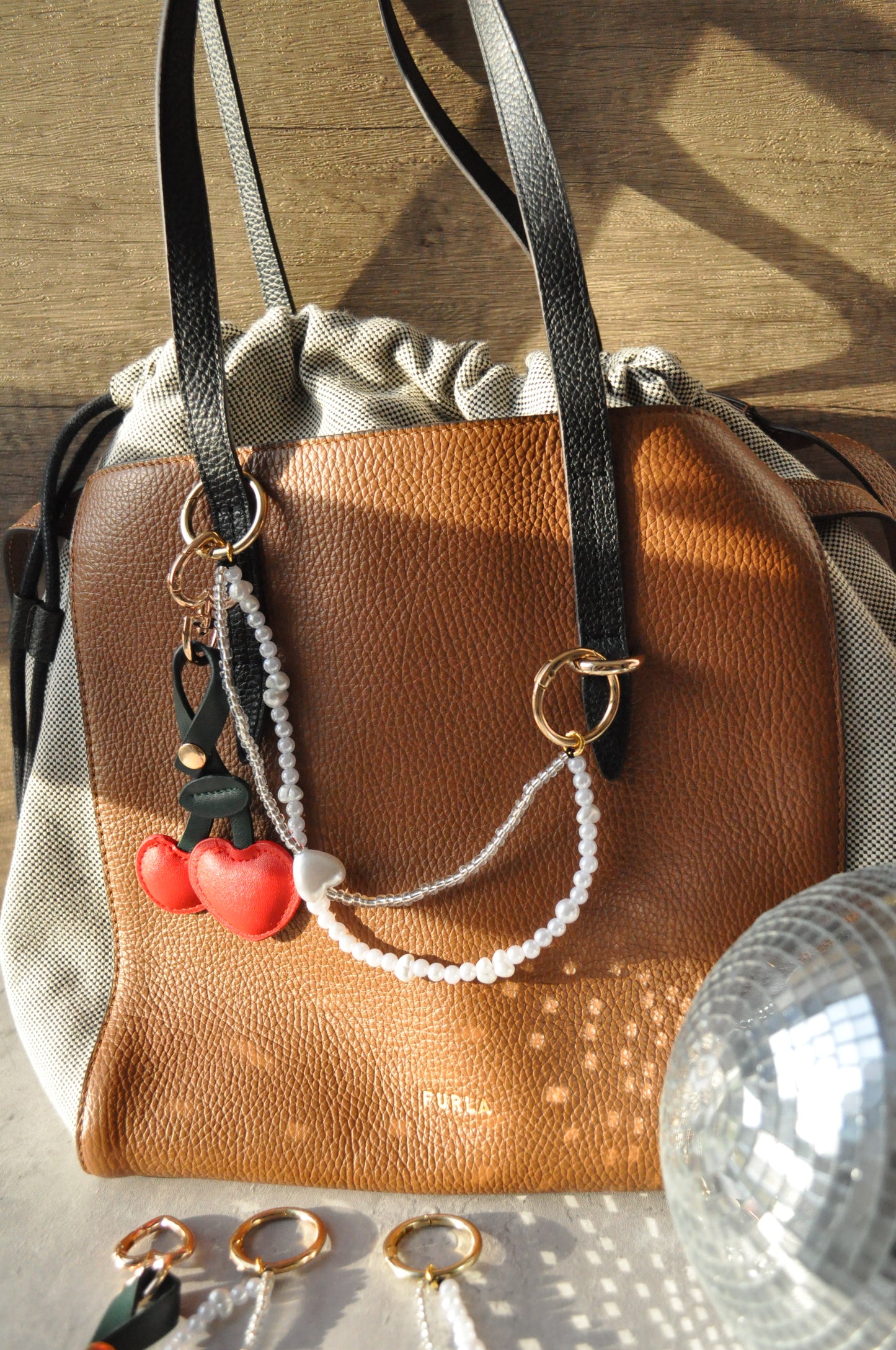 Pearl Cherry Double Bag Charm