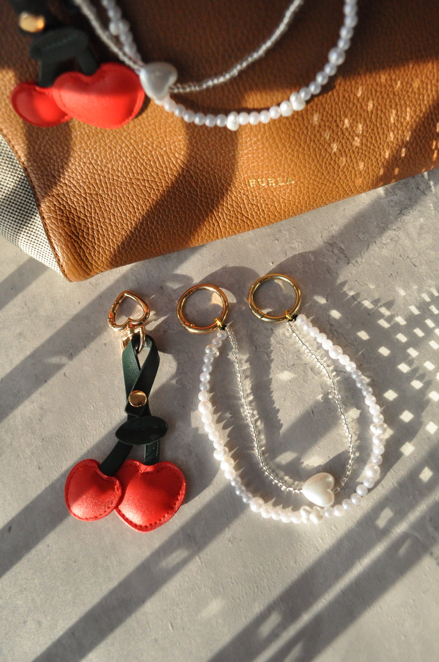 Pearl Cherry Double Bag Charm