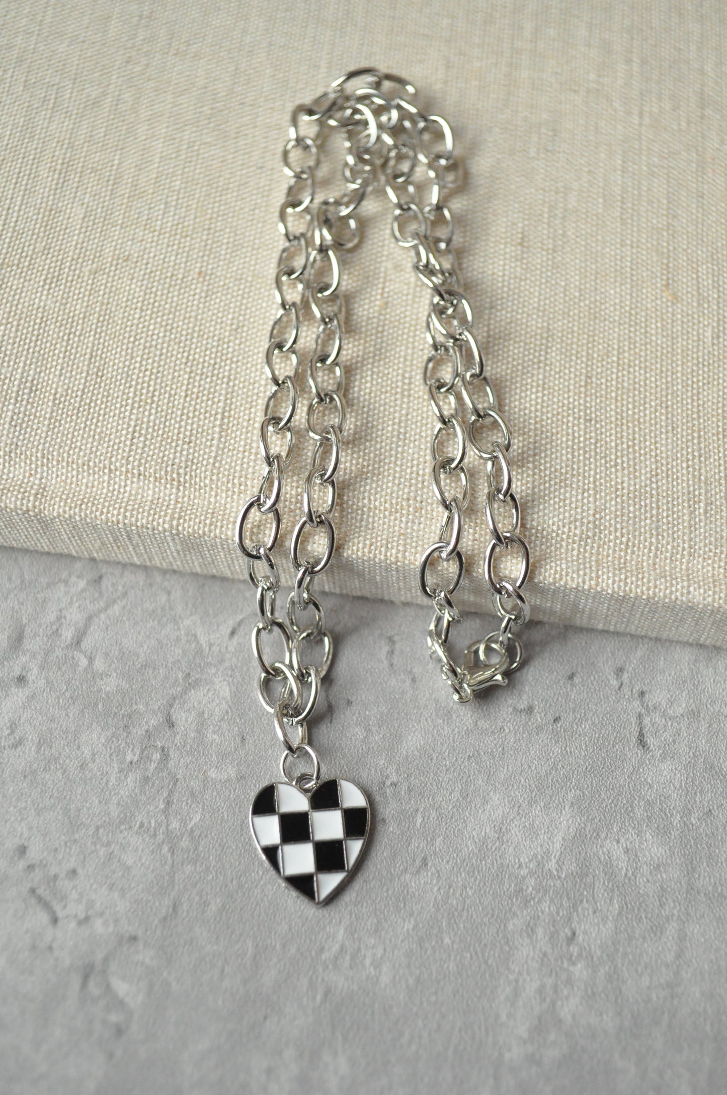 Checkerboard Heart Pendant Necklace