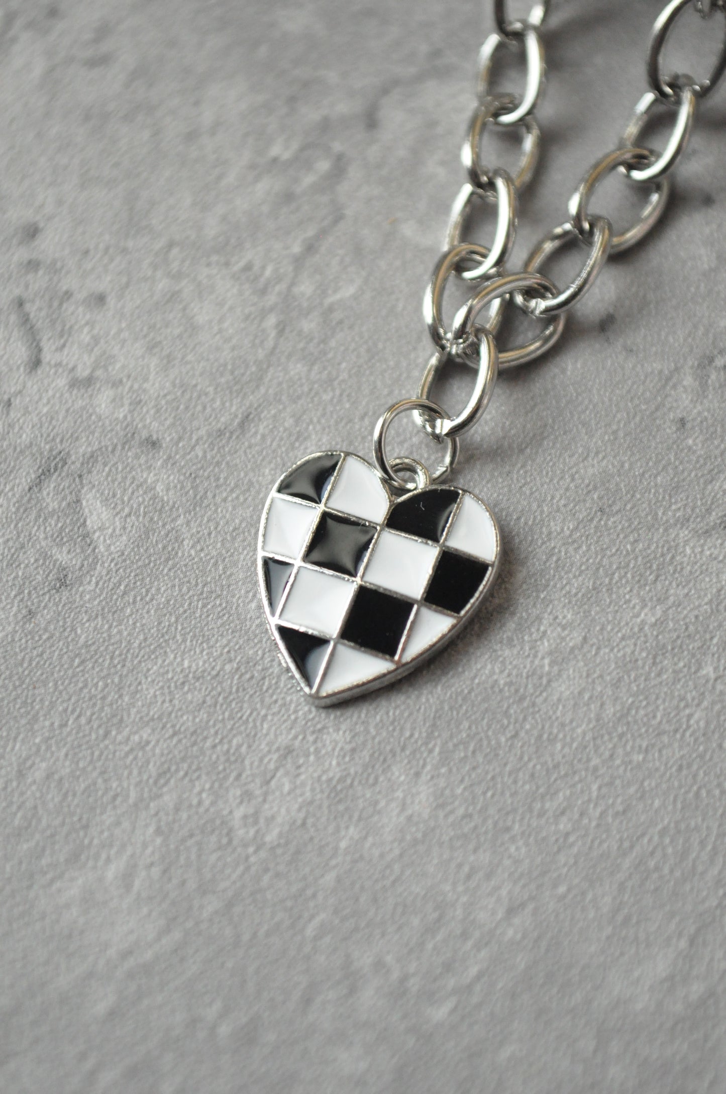 Checkerboard Heart Pendant Necklace