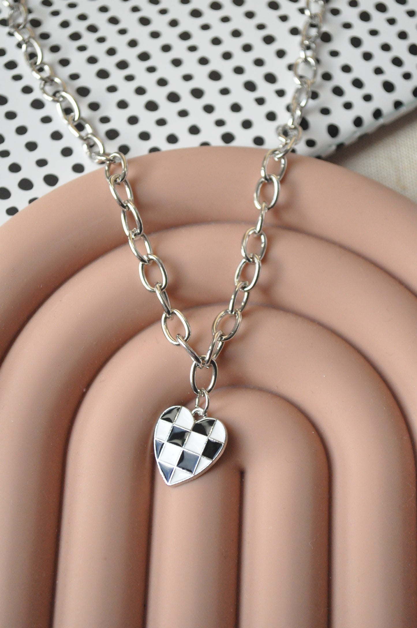 Checkerboard Heart Necklace