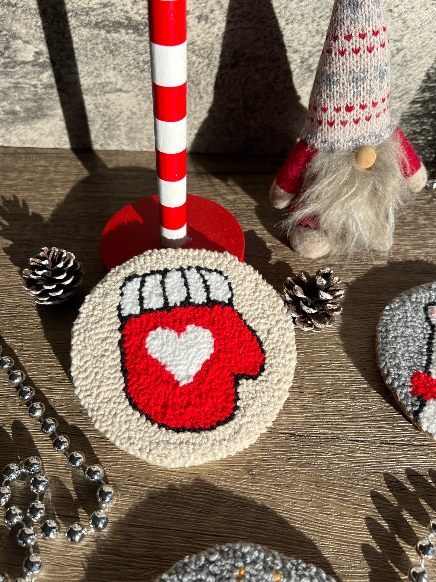 Festive Christmas Punch Needle Coaster