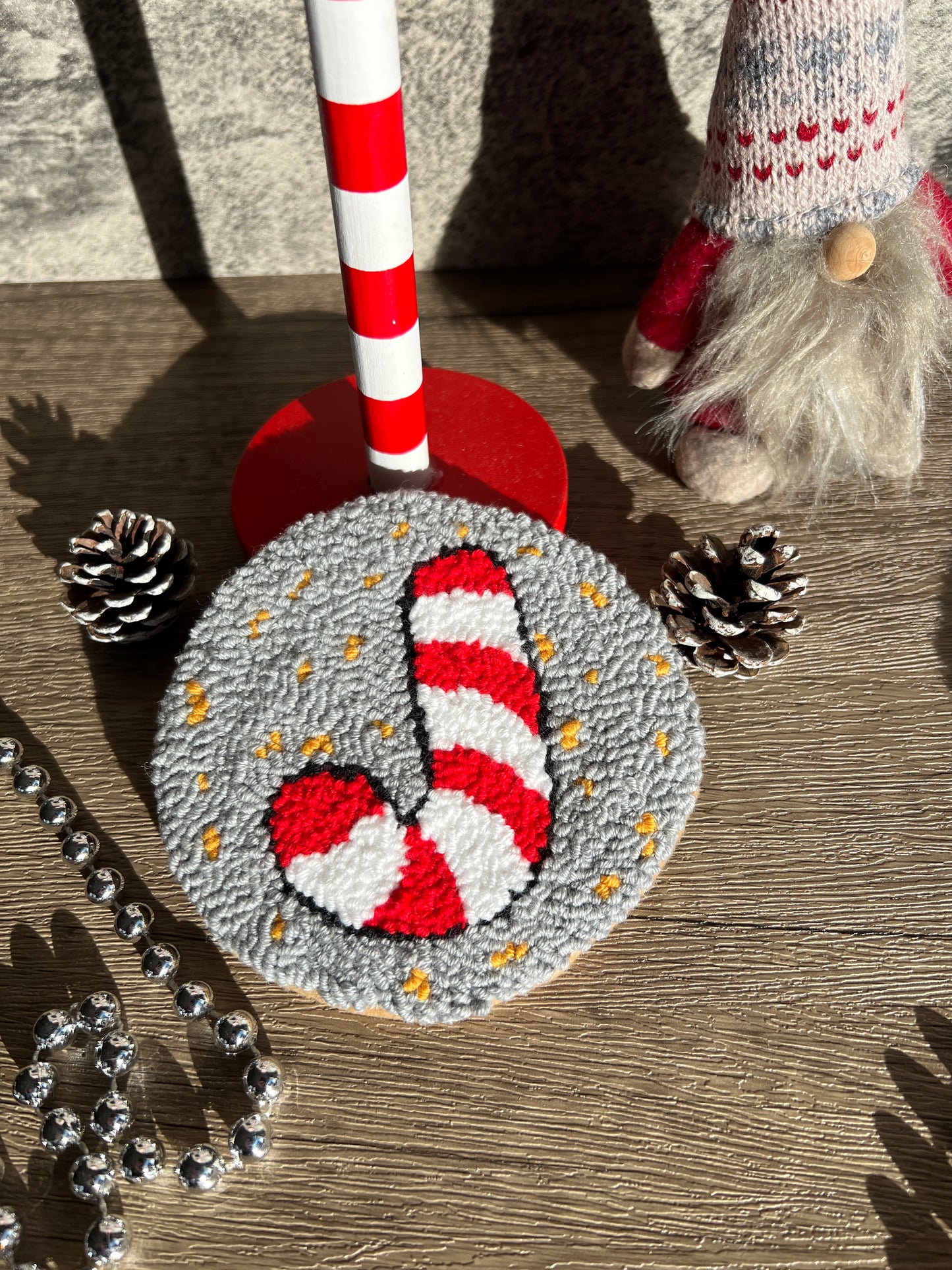 Festive Christmas Punch Needle Coaster