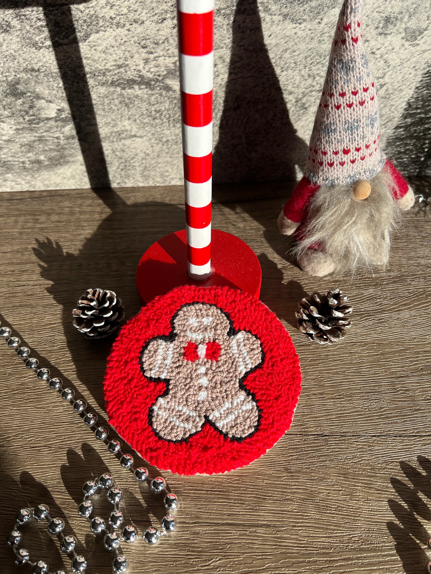 Festive Christmas Punch Needle Coaster