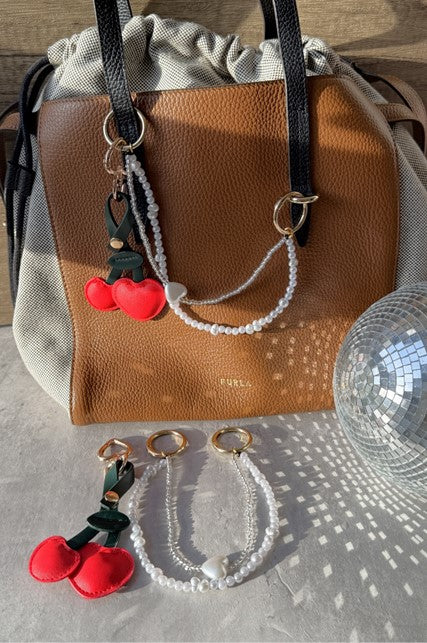 Pearl Cherry Double Bag Charm