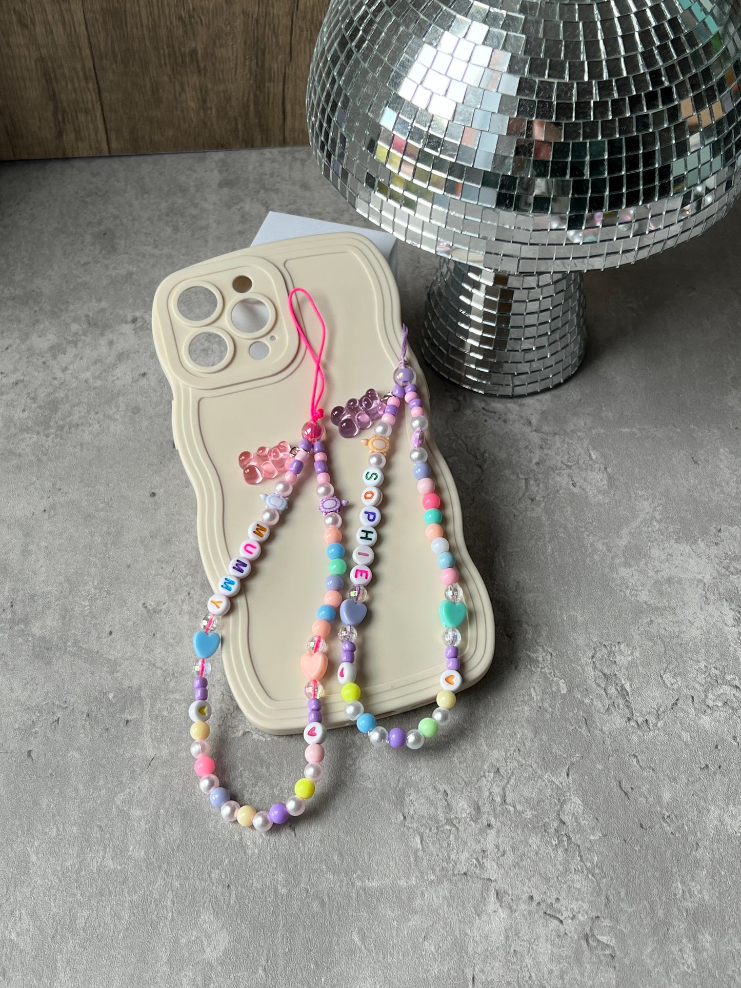 Custom Pastel Gummy Bear Phone Charm Strap