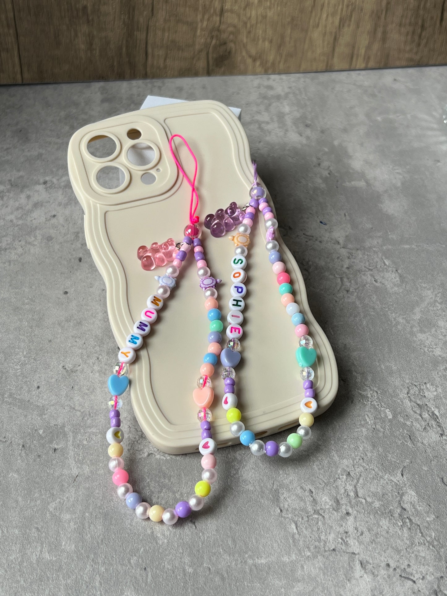 Custom Pastel Gummy Bear Phone Charm Strap