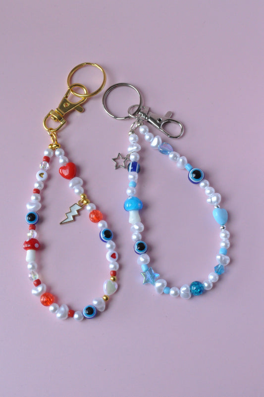 Lampwork Mushroom Keychain