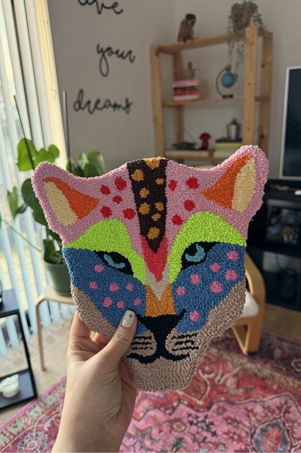 Vibrant Tiger Head Punch Needle: Unique Wall Decor