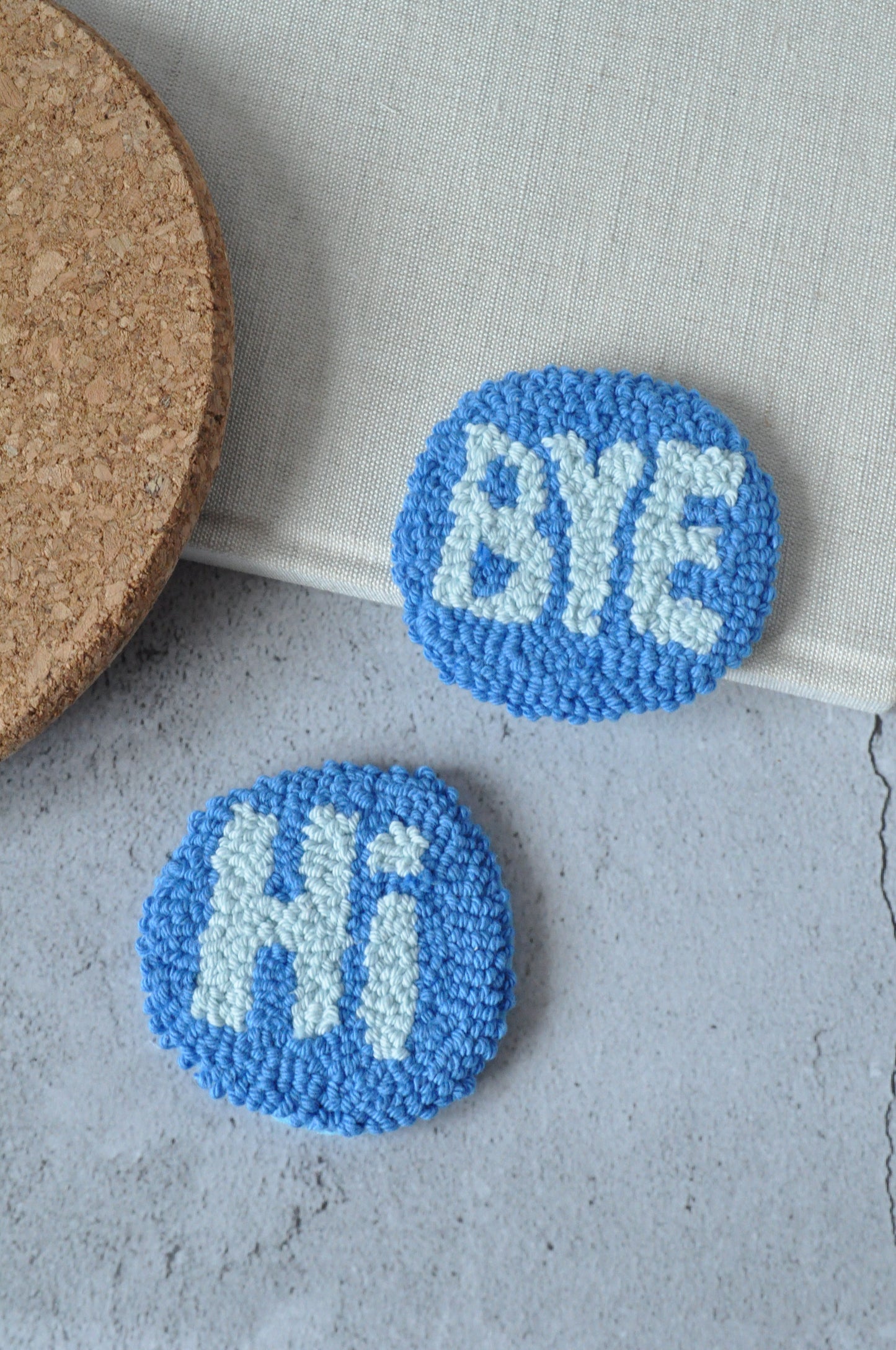 Hi & Bye Punch Needle Coaster & Car Coaster