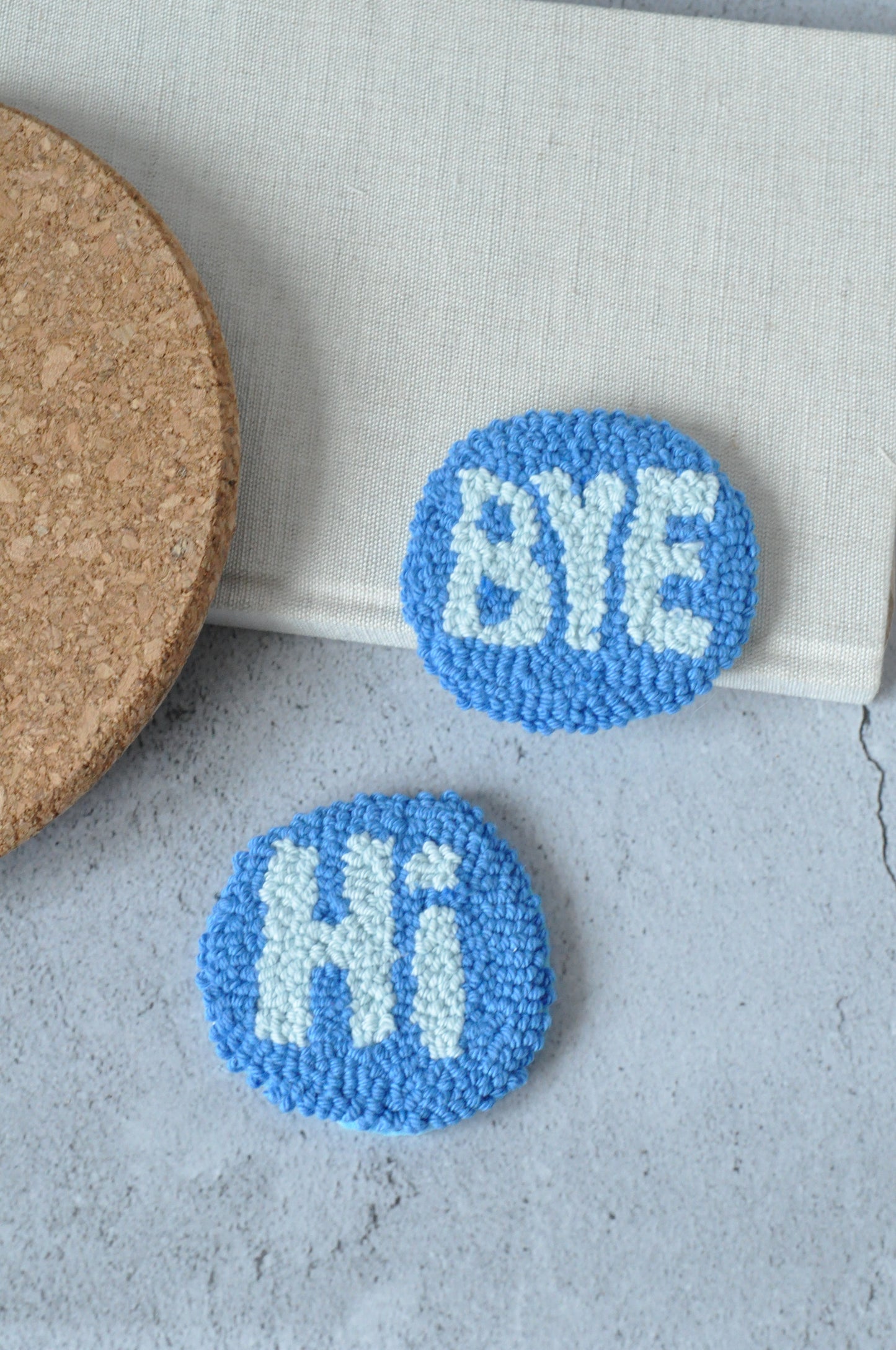 Hi & Bye Punch Needle Coaster & Car Coaster