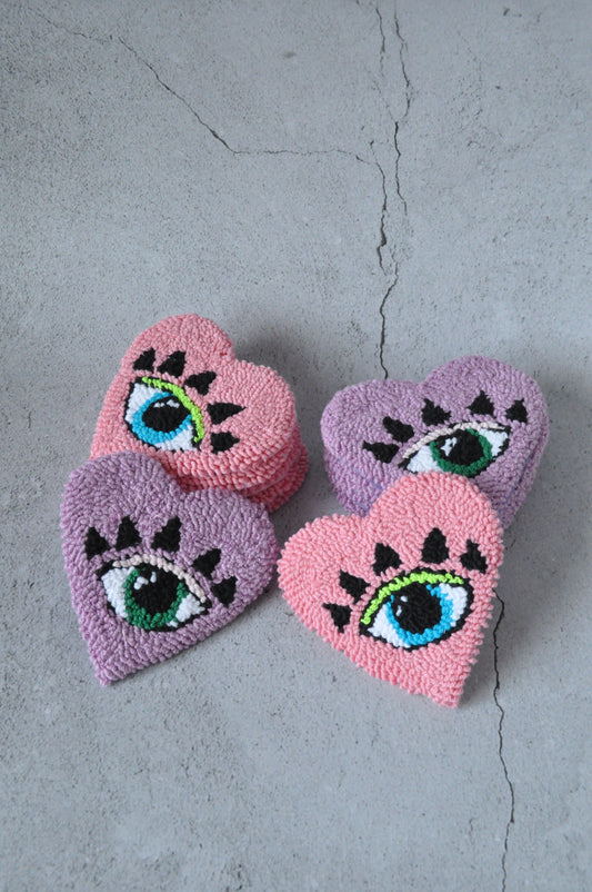 Evil Eye Heart Shaped Mug Rug Set