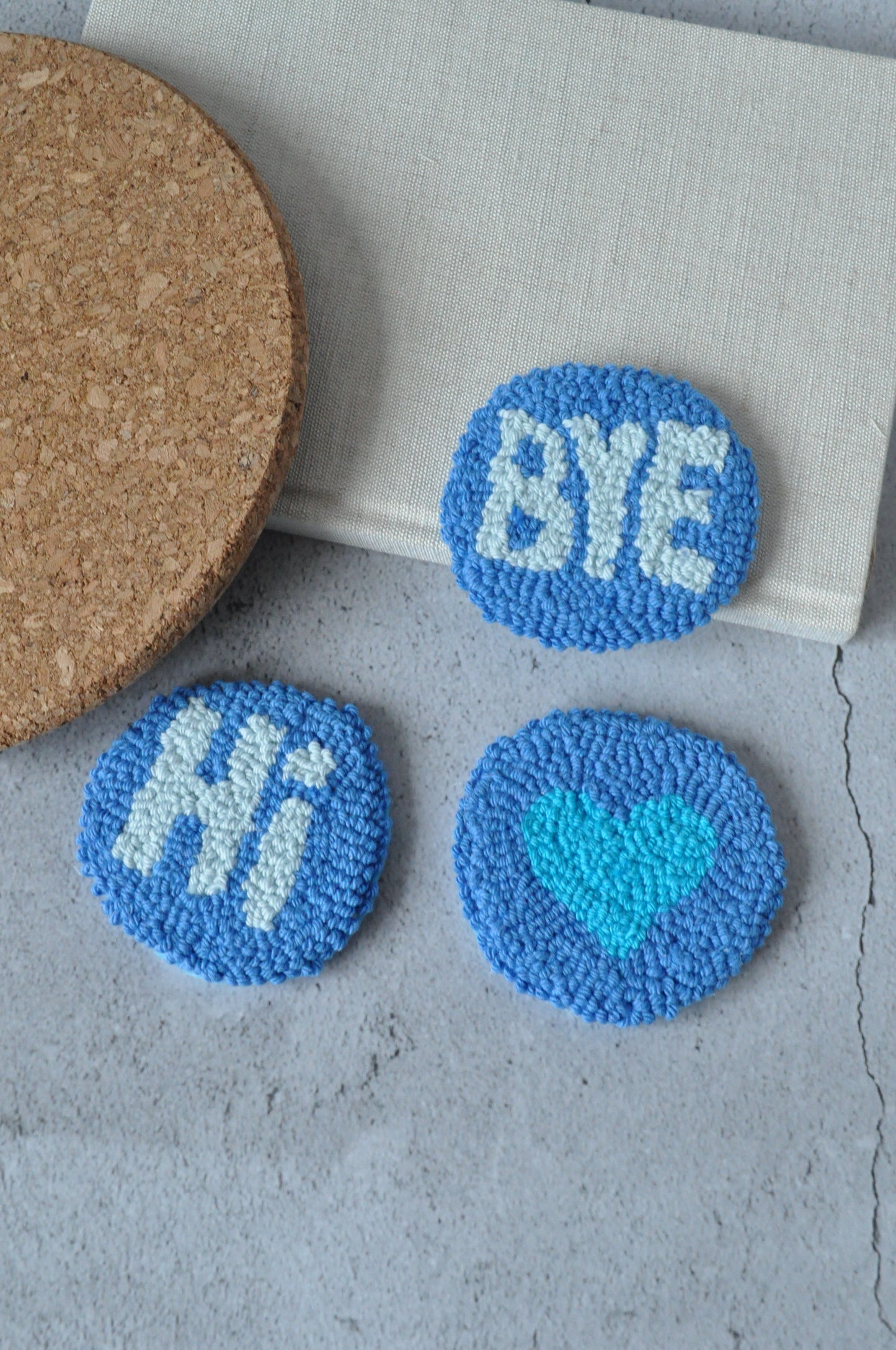 Hi & Bye Punch Needle Coaster & Car Coaster