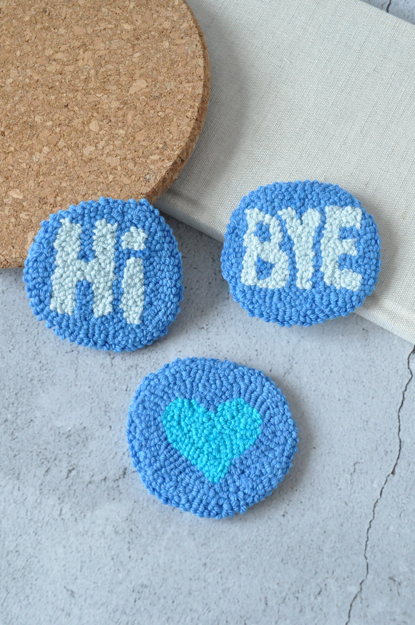 Hi & Bye Punch Needle Coaster & Car Coaster