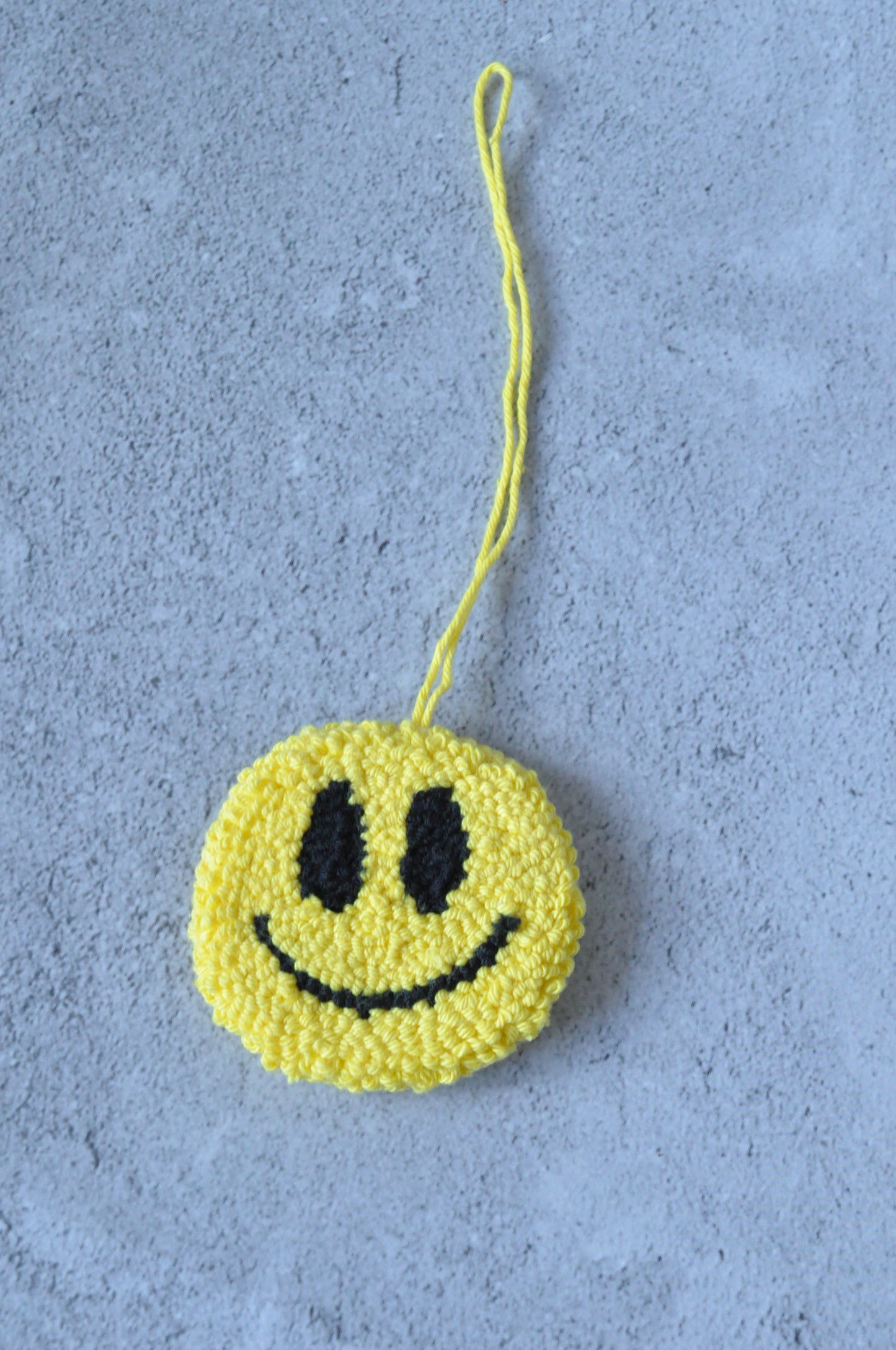 Yellow Smiley Tufted Bag Charm