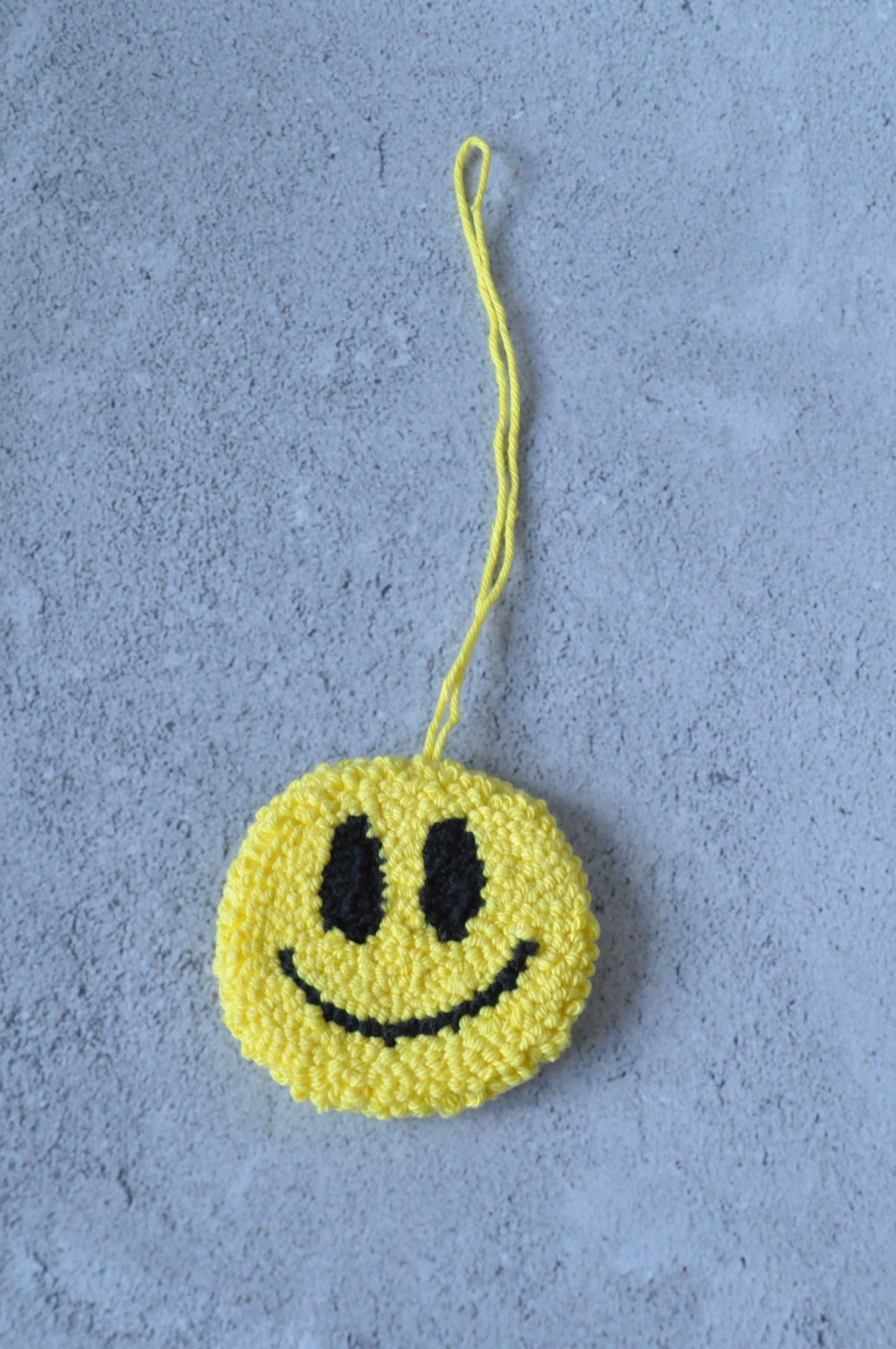 Yellow Smiley Tufted Bag Charm