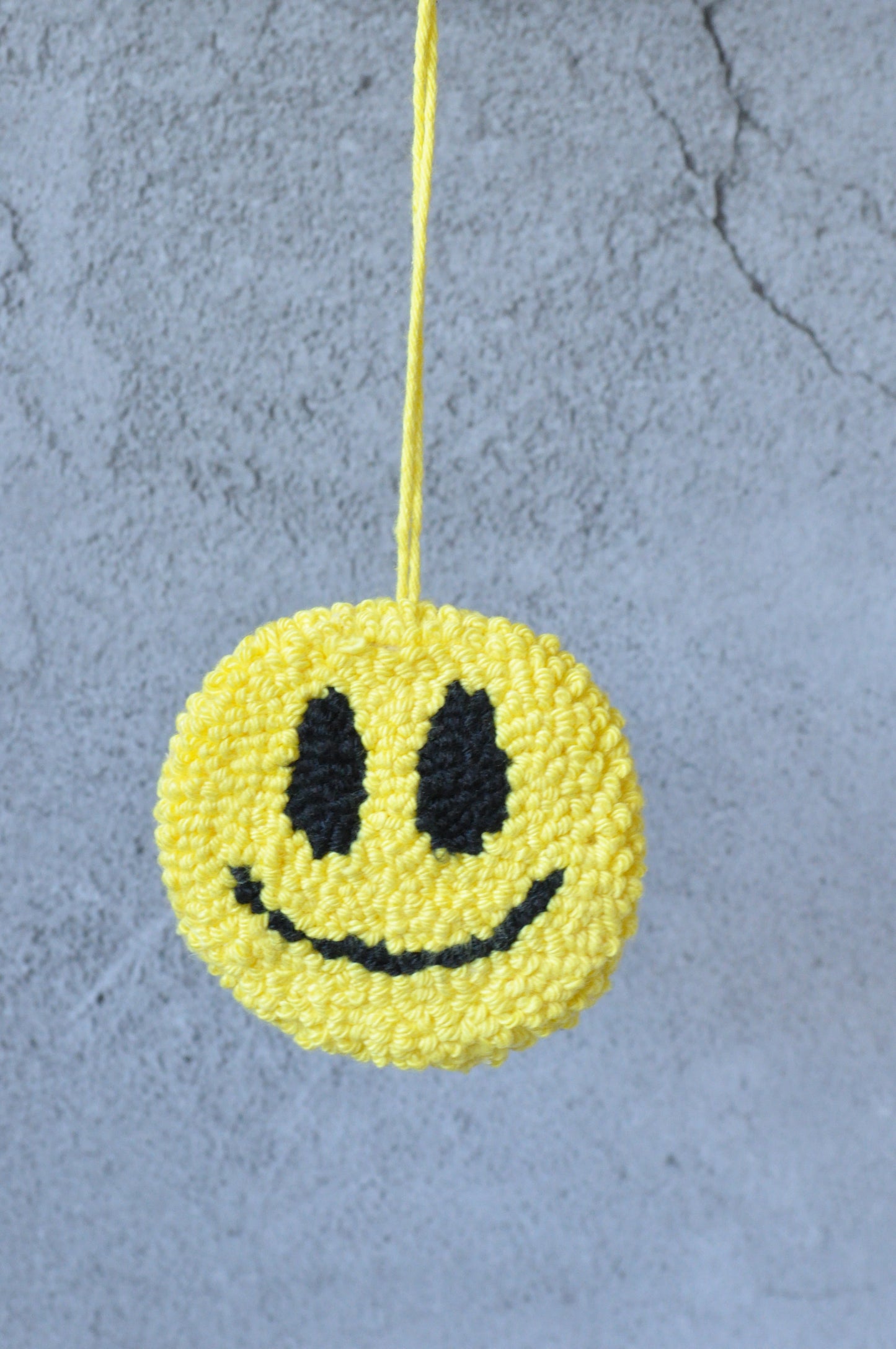 Yellow Smiley Tufted Bag Charm