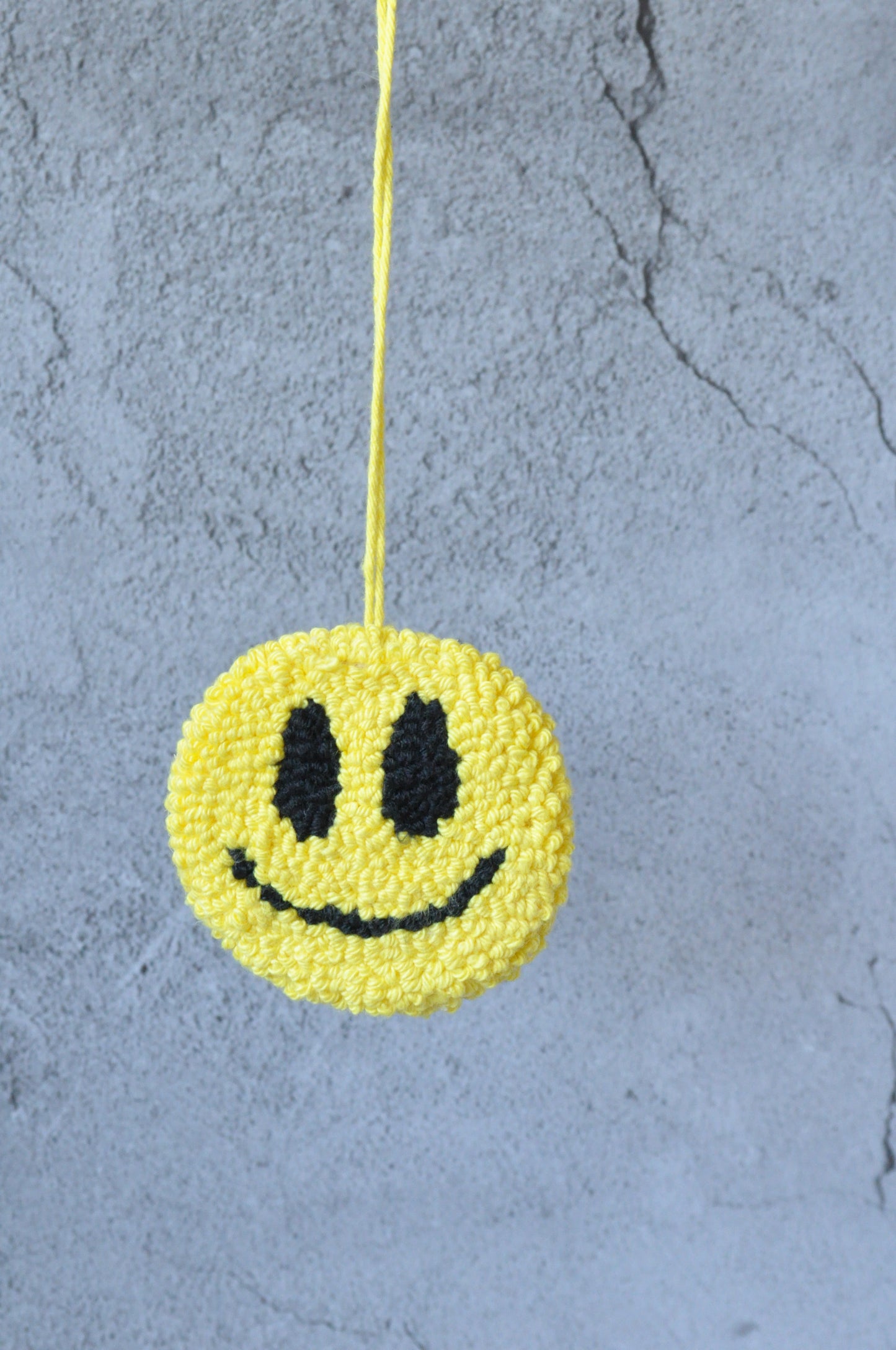 Yellow Smiley Tufted Bag Charm