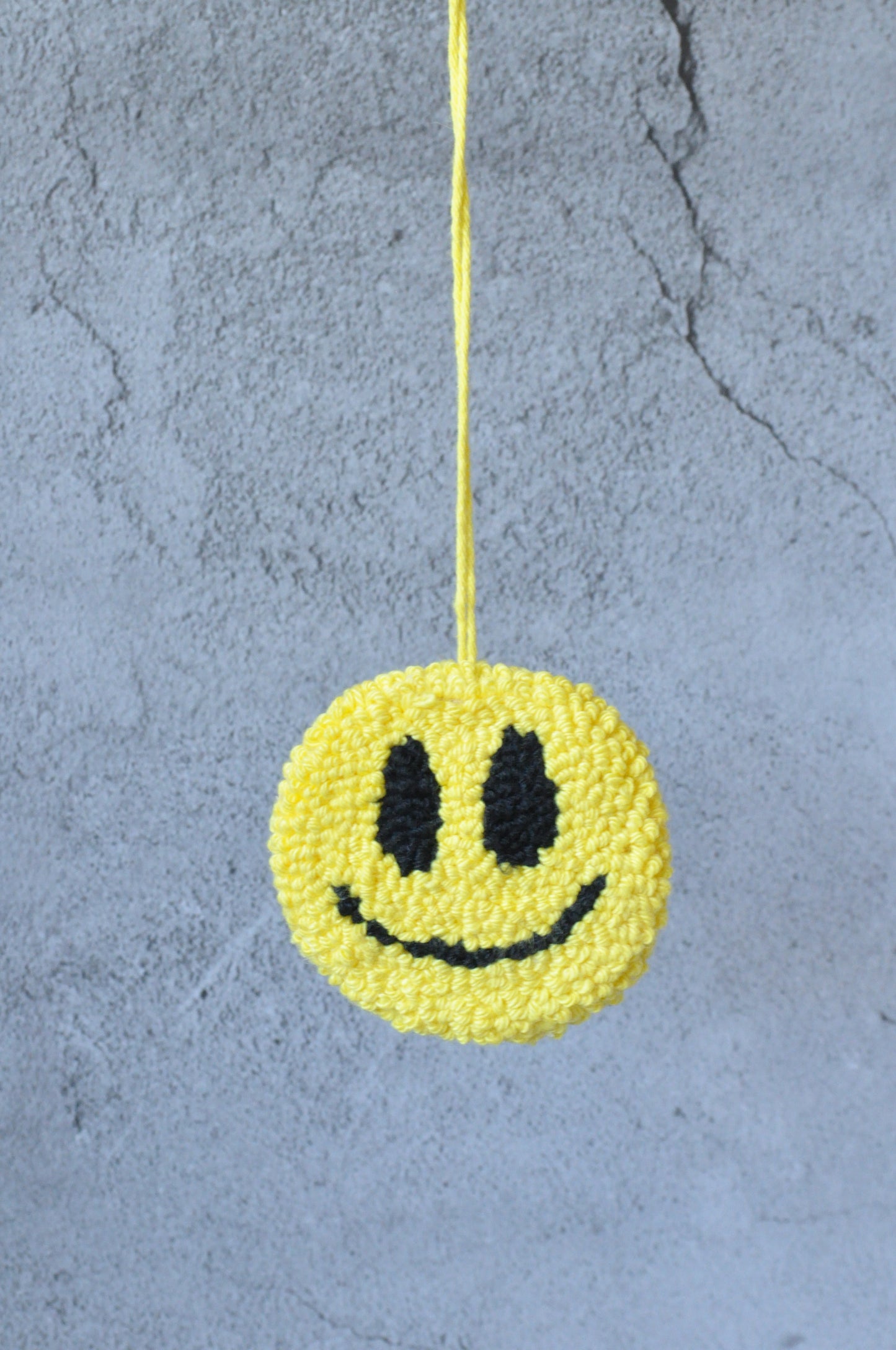 Yellow Smiley Tufted Bag Charm