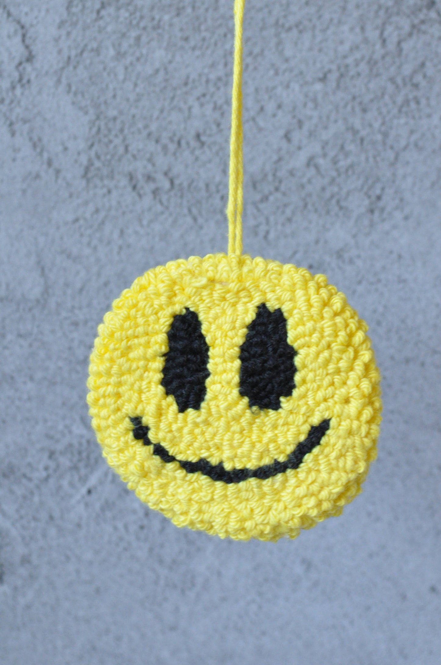 Yellow Smiley Tufted Bag Charm