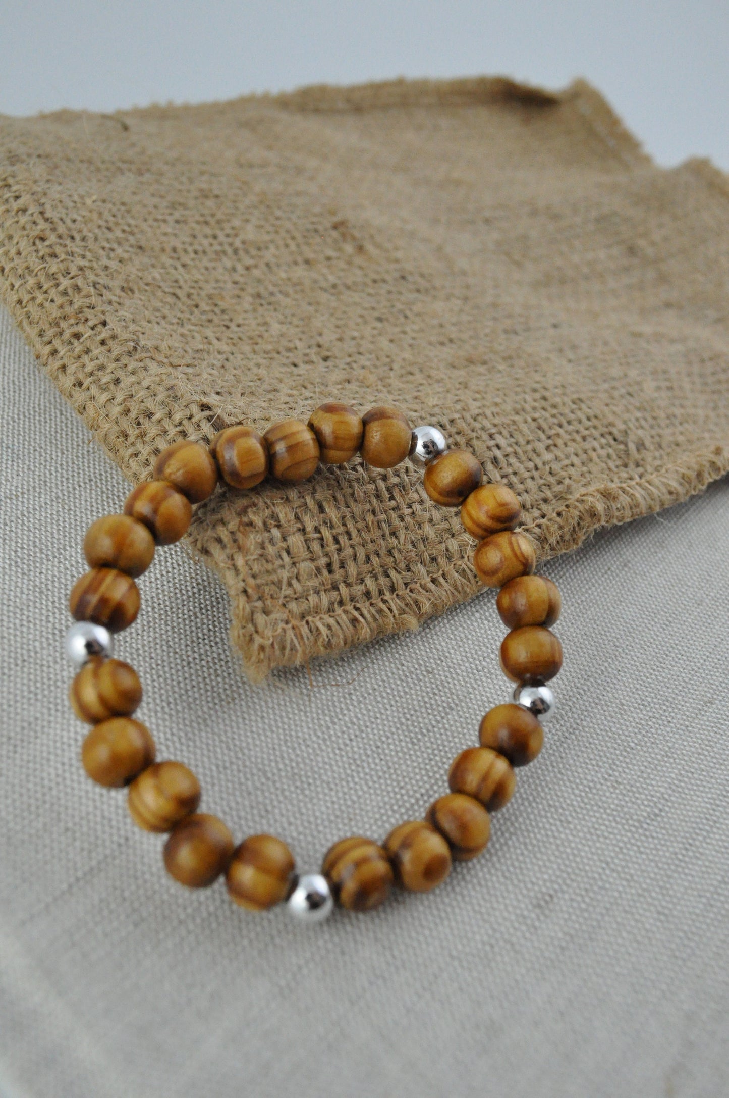 Unisex Wooden Bead Bracelet