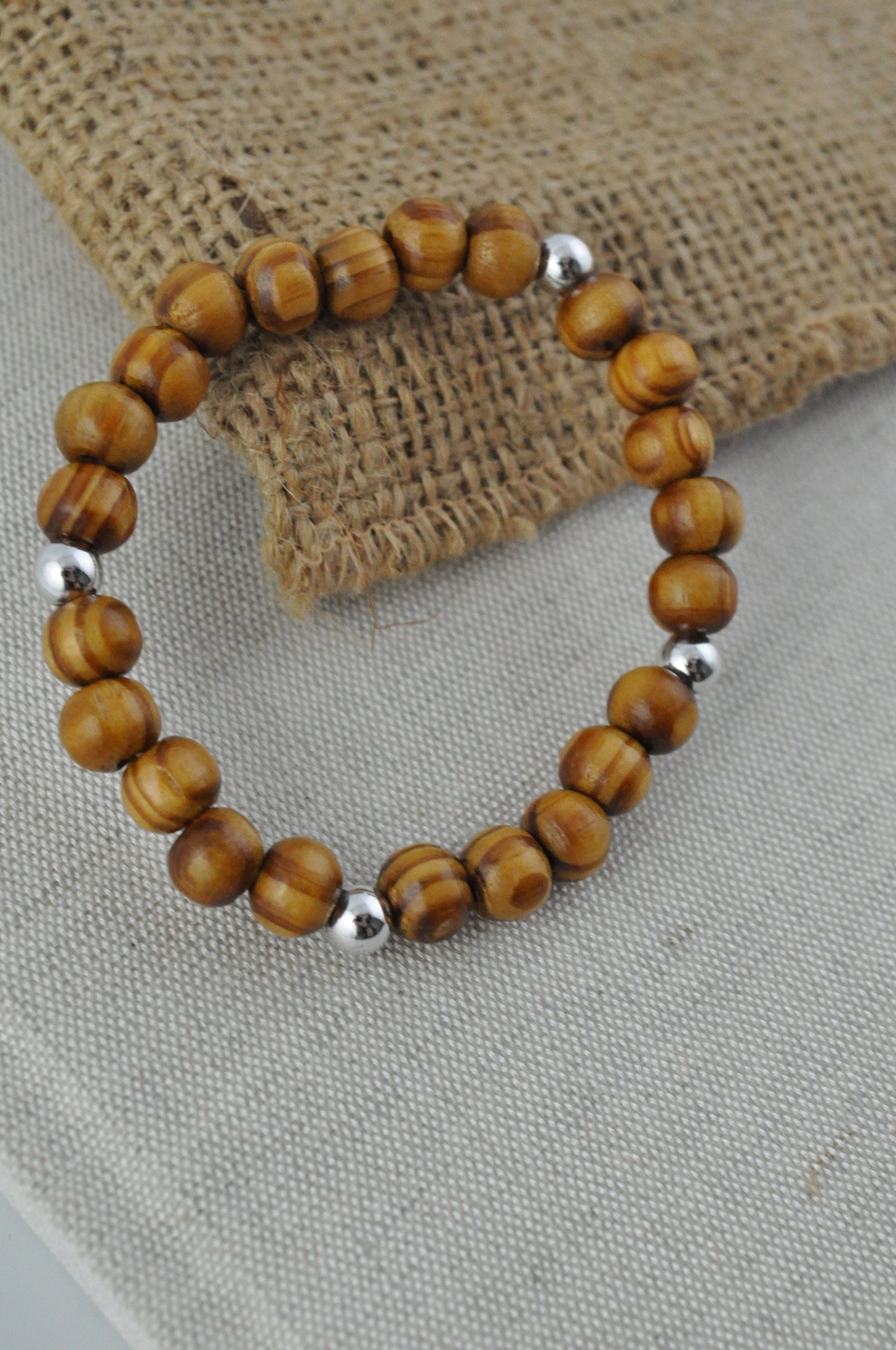 Unisex Wooden Bead Bracelet