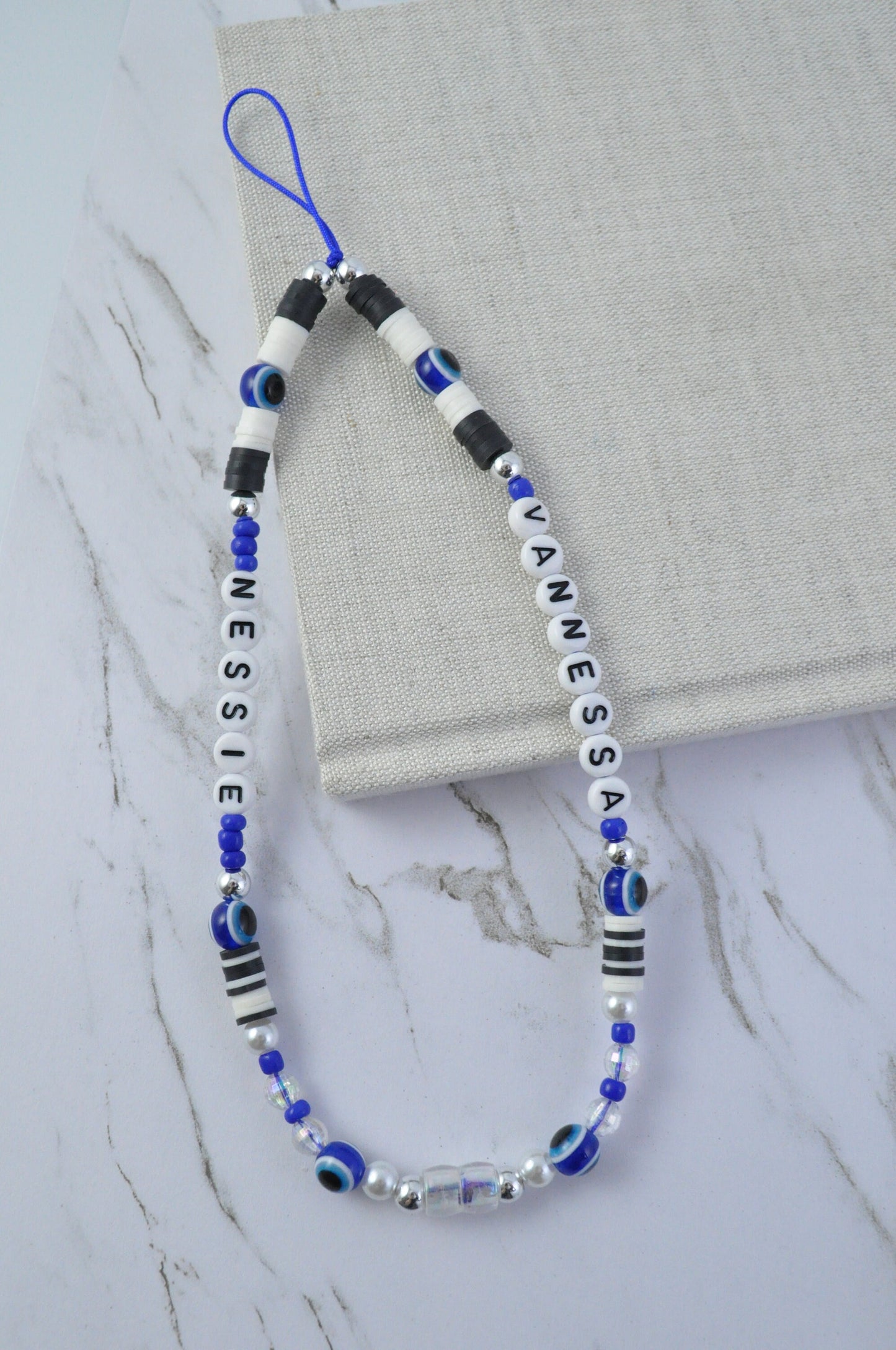 Turkish Evil Eye Beaded Phone Charm | Heishi Bead Phone Strap