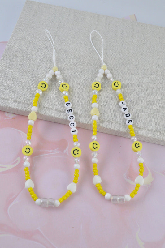 Smiley Beaded Phone Charm