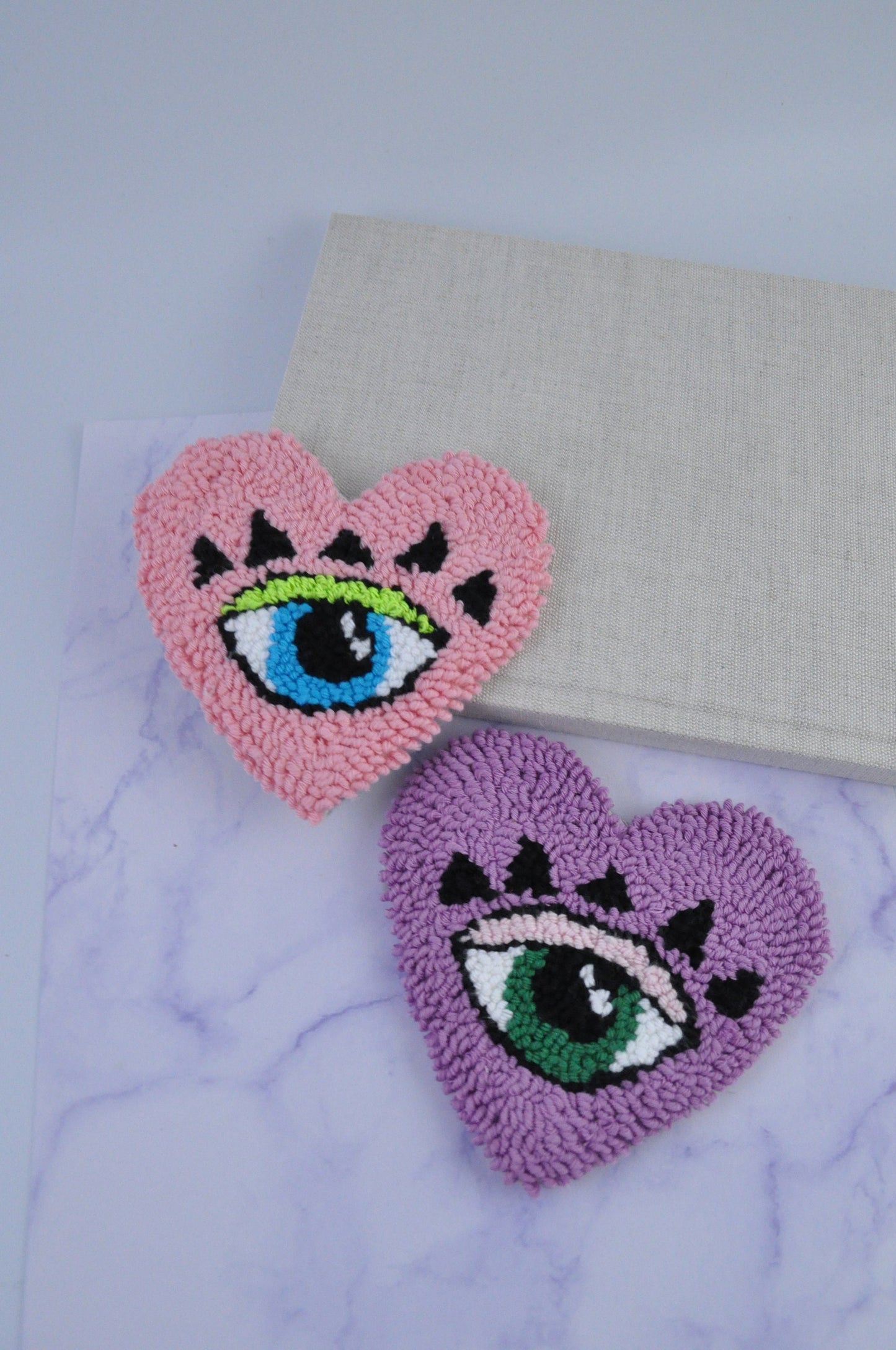 Evil Eye Heart Shaped Mug Rug Set