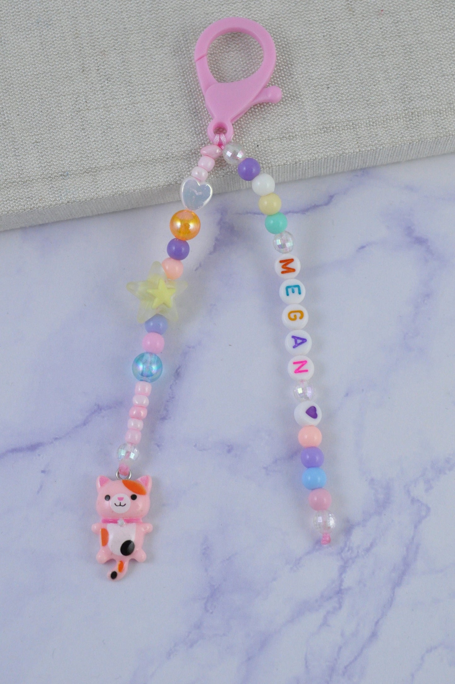 Cat Charm Beaded Keychain