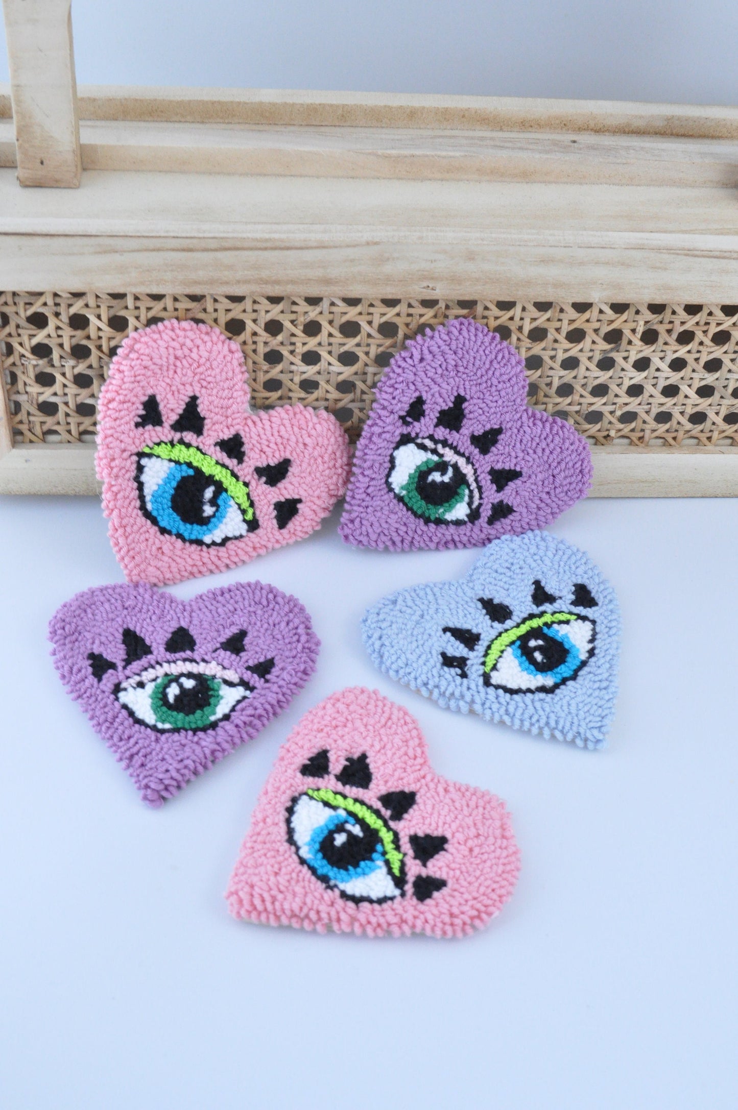 Evil Eye Heart Shaped Mug Rug Set