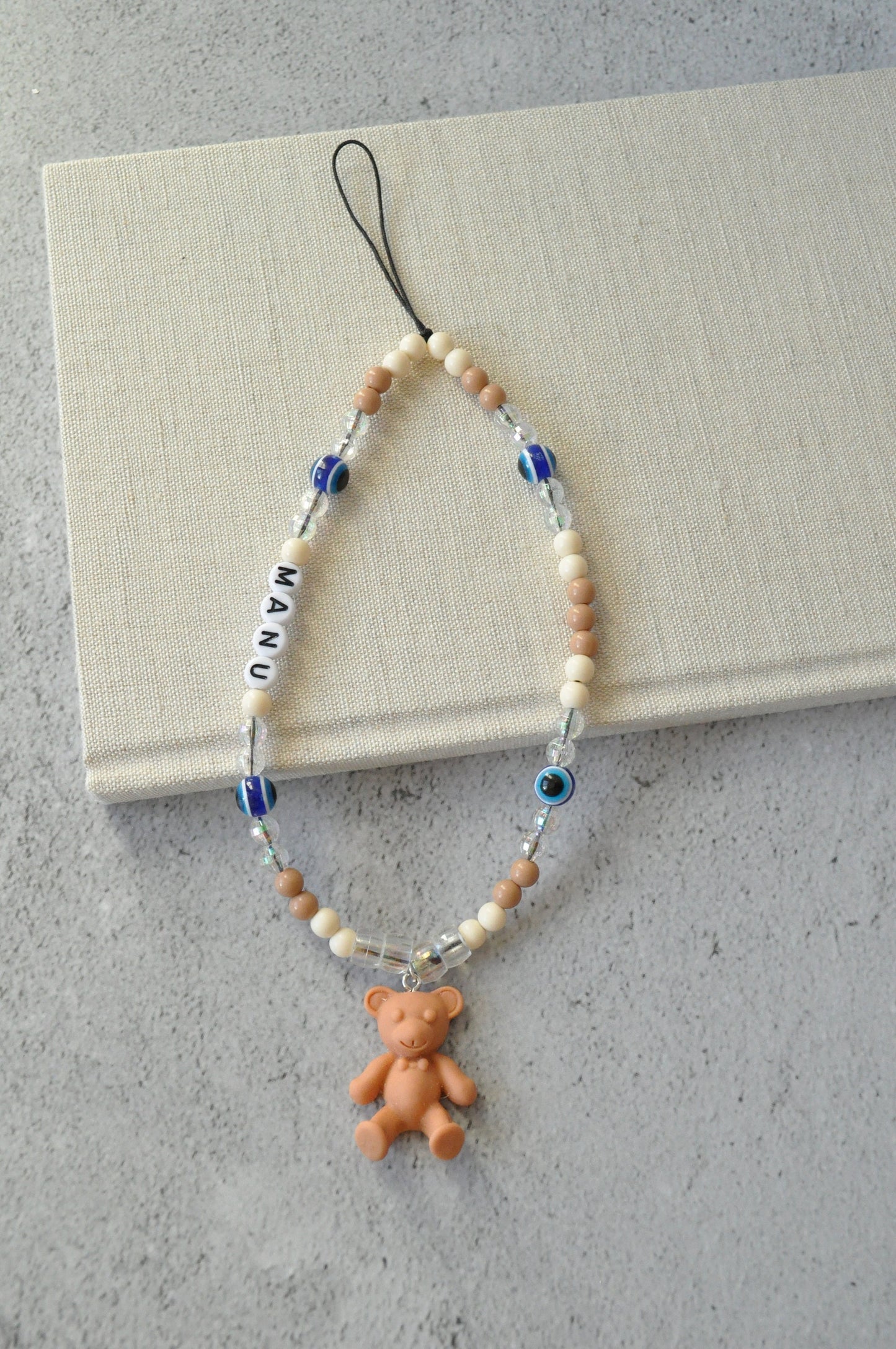 Teddy Bear Beaded Phone Charm Strap