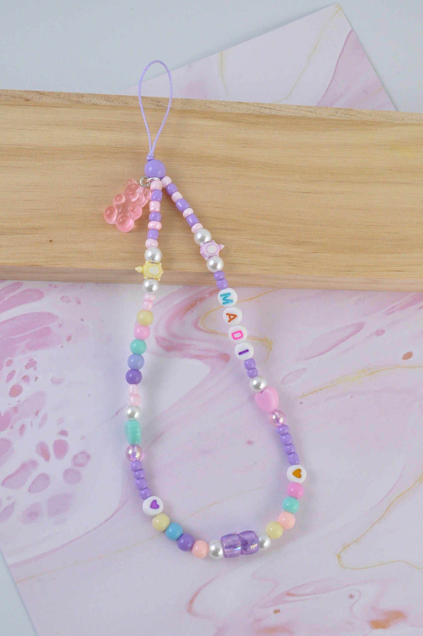 Custom Pastel Gummy Bear Phone Charm Strap