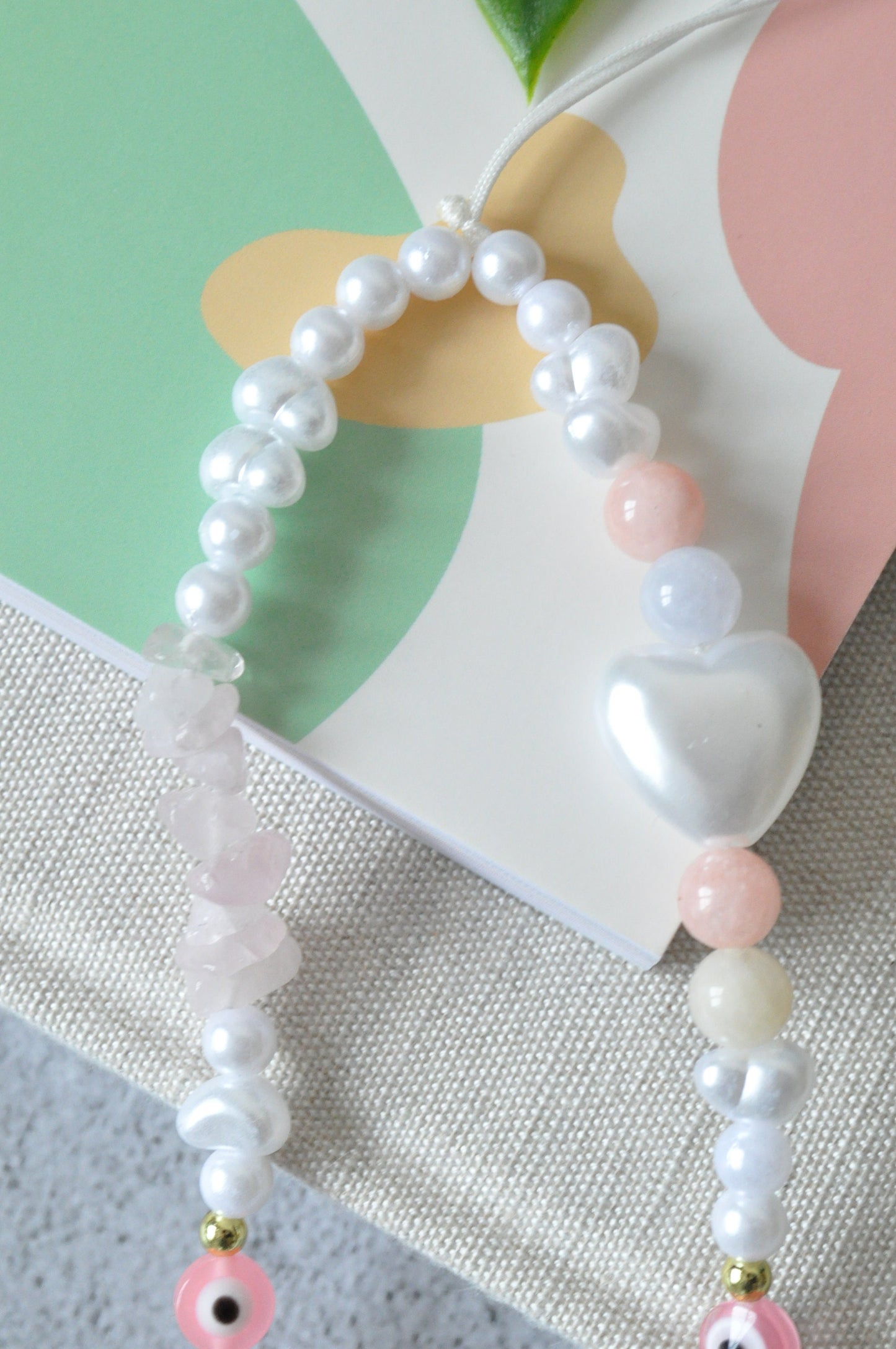 Pearl Phone Charm | Gemstone Phone Charm Strap | Personalised Phone Strap | Y2K Style