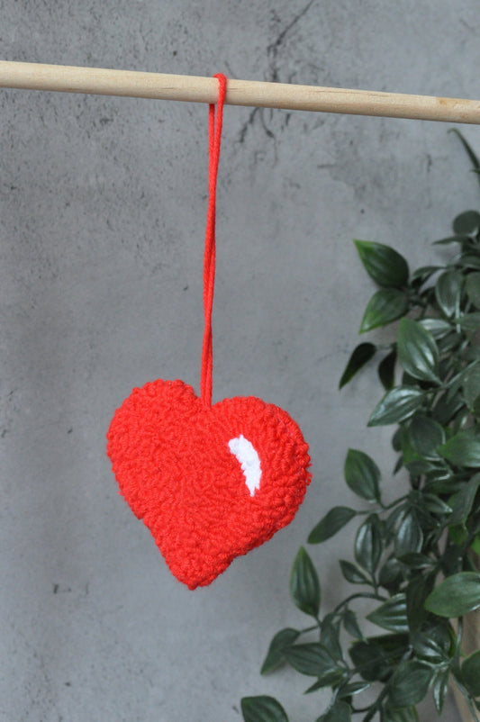 Red Heart Tufted Bag Charm