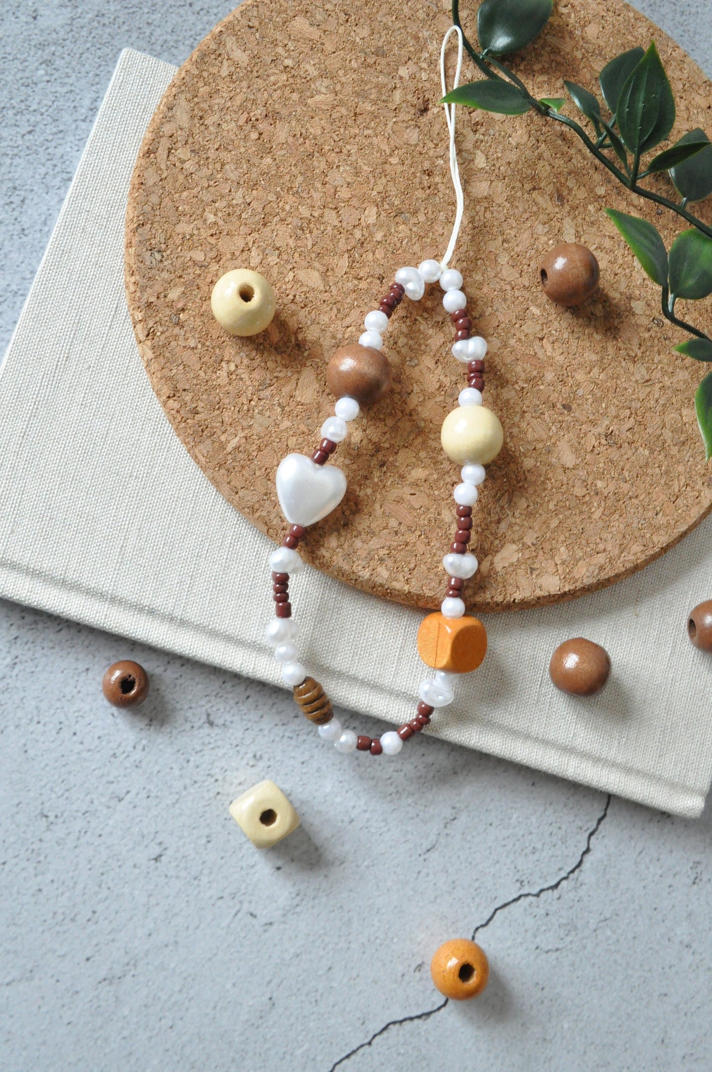 Earth Tones Beaded Phone Charm