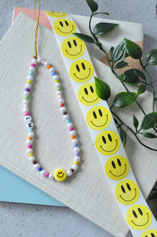 Ceramic Smiley Pearl Beaded Phone Charm