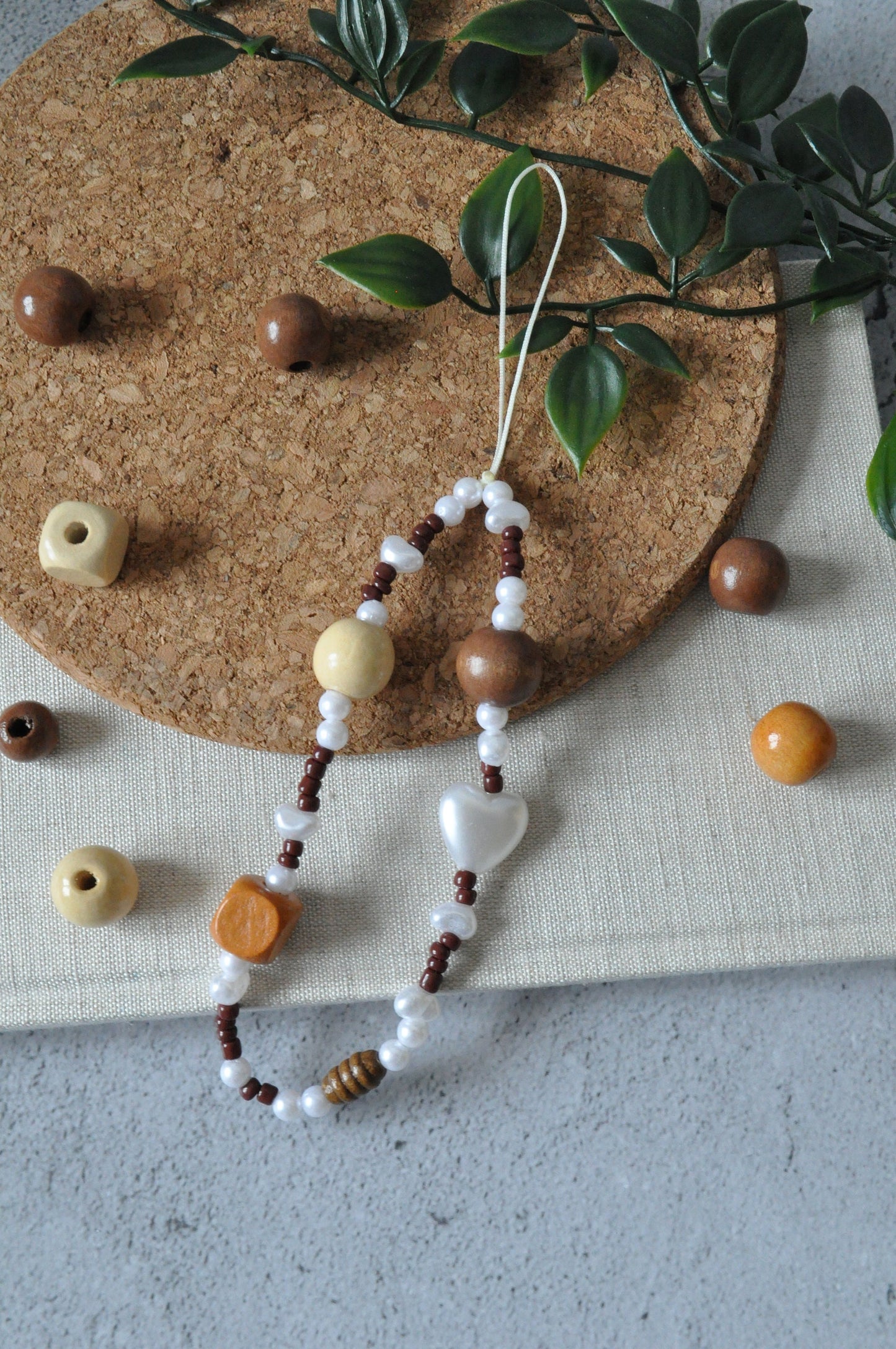 Earth Tones Beaded Phone Charm