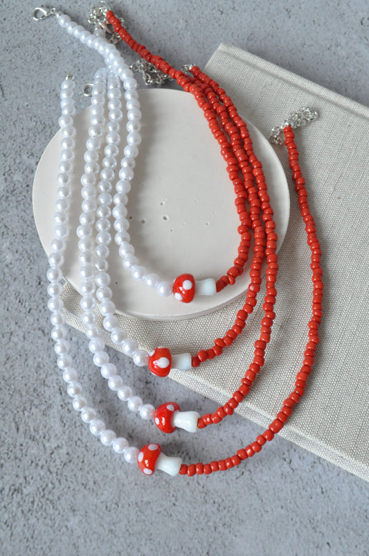 Beaded Mushroom Necklace