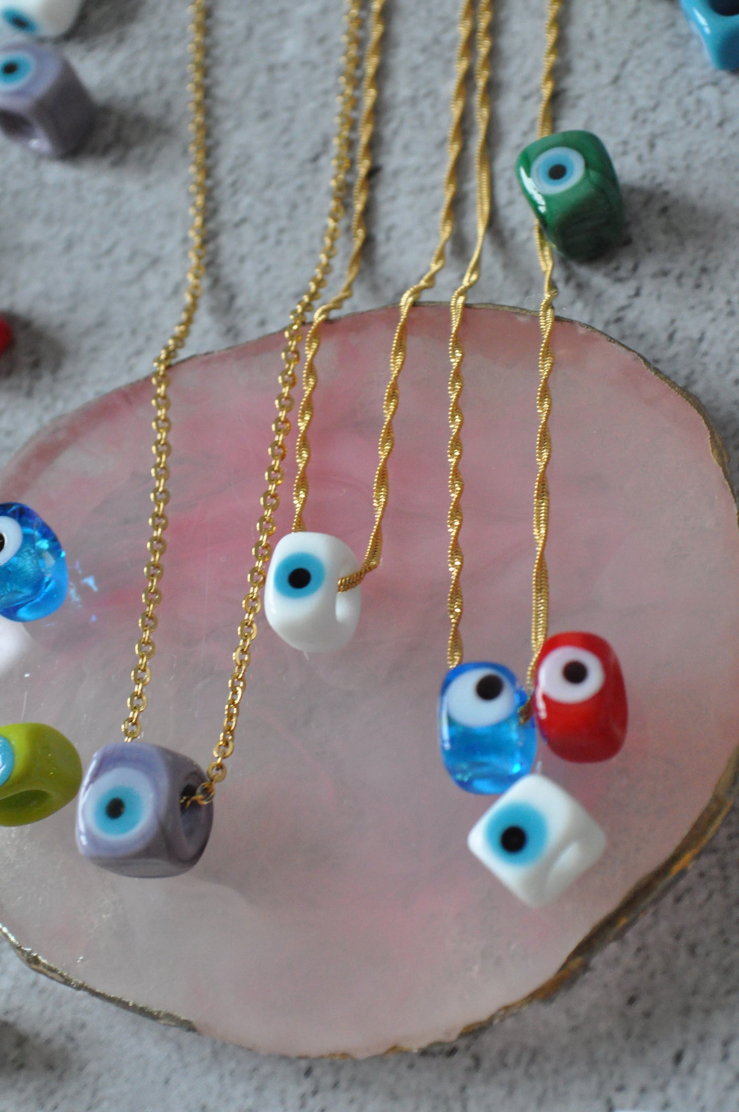 Turkish Evil Eye Glass Bead Necklace | Protective Stainless Steel Necklace