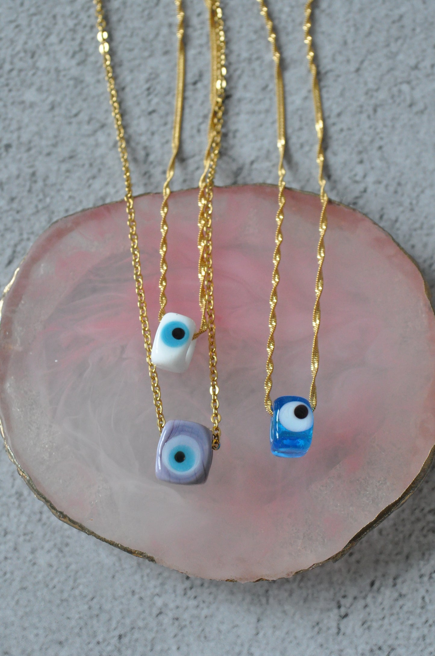 Turkish Evil Eye Glass Bead Necklace | Protective Stainless Steel Necklace